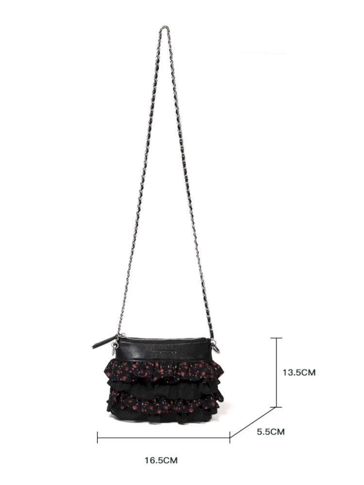 Embossed zipper chain sling bag【s0000012577】