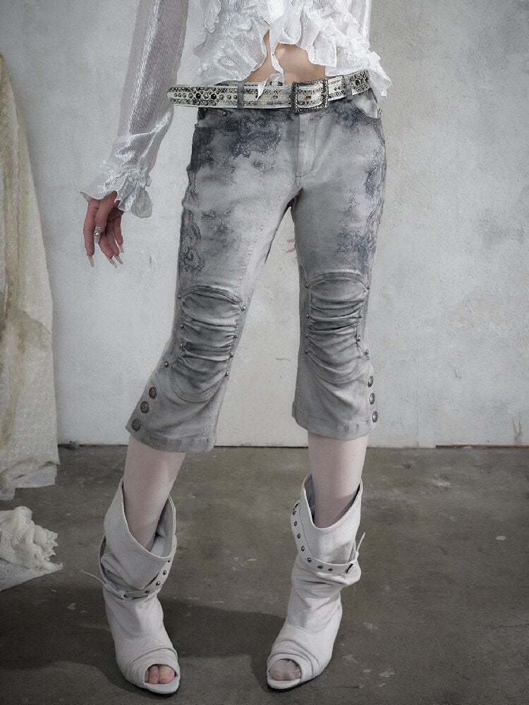 Distressed Lace Print Cropped Pants【s0000017860】