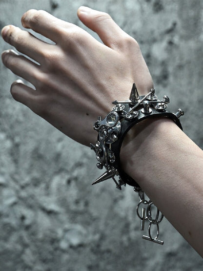 Heavy Hardcore Punk Leather Bracelet【s0000018871】