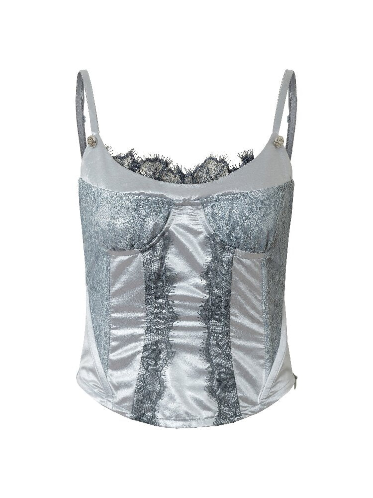 Lace Satin Fake Two Corset【s0000015936】