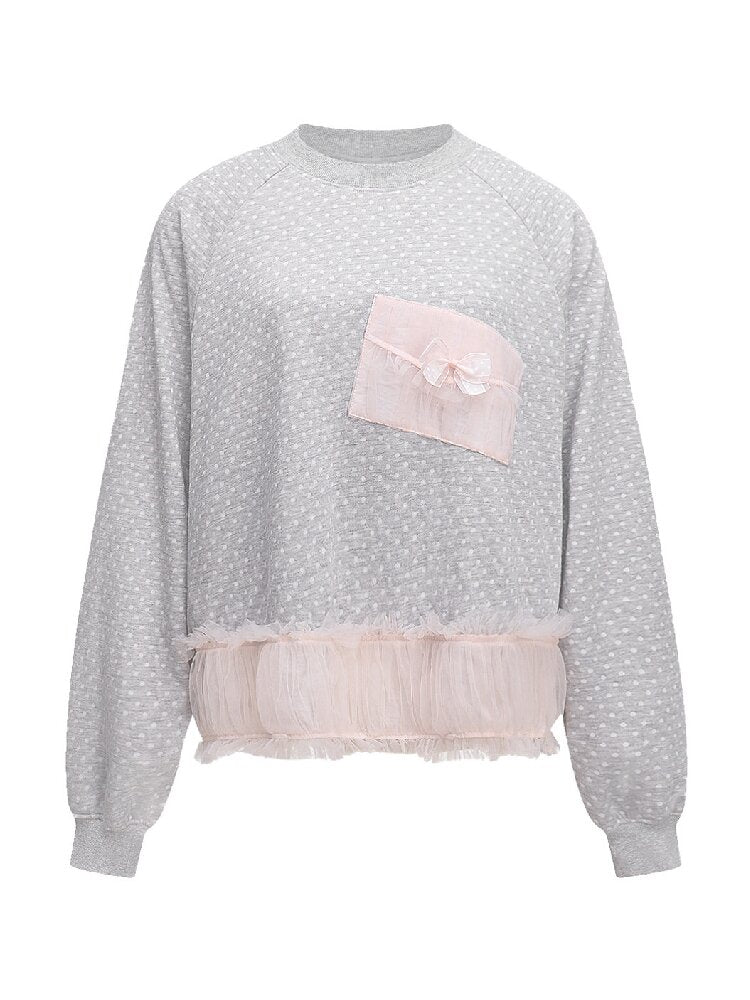 Polka Dot Mesh Lace Sweatshirt【s0000016368】