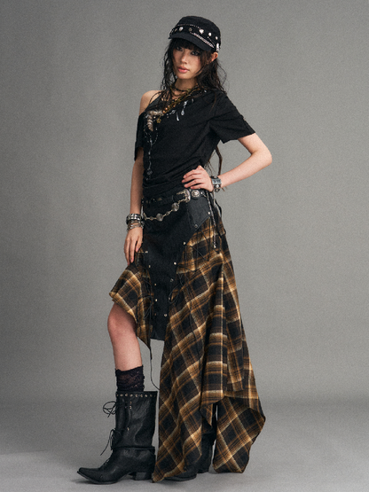 Punk Retro Strappy Plaid Skirt【s0000017534】