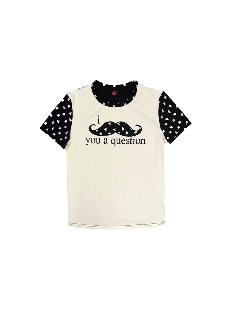 Slogan Patchwork Short Sleeve T-Shirt【s0000018294】
