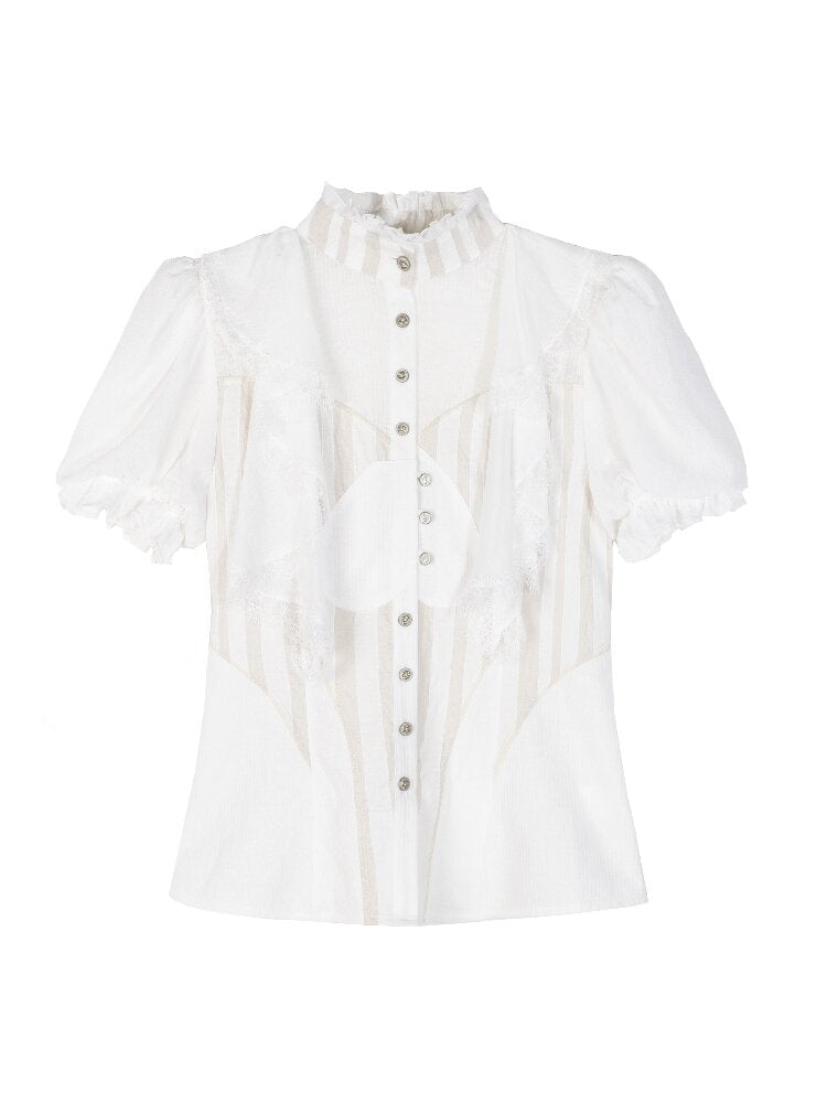 Court Style Dark Punk Puff Shirt【s0000016888】