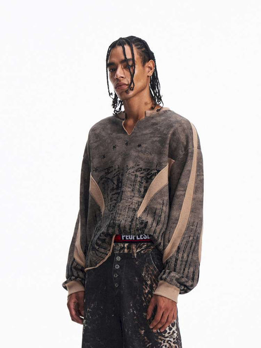 Dark Camouflage Ripped Cardigan【s0000015171】