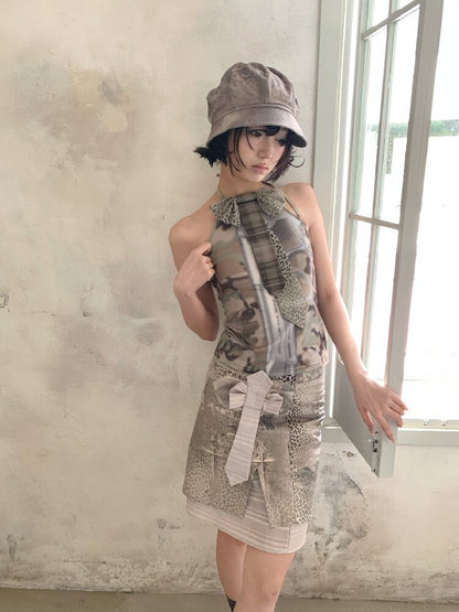 Camouflage Cord Bow Tie Top【s0000018091】