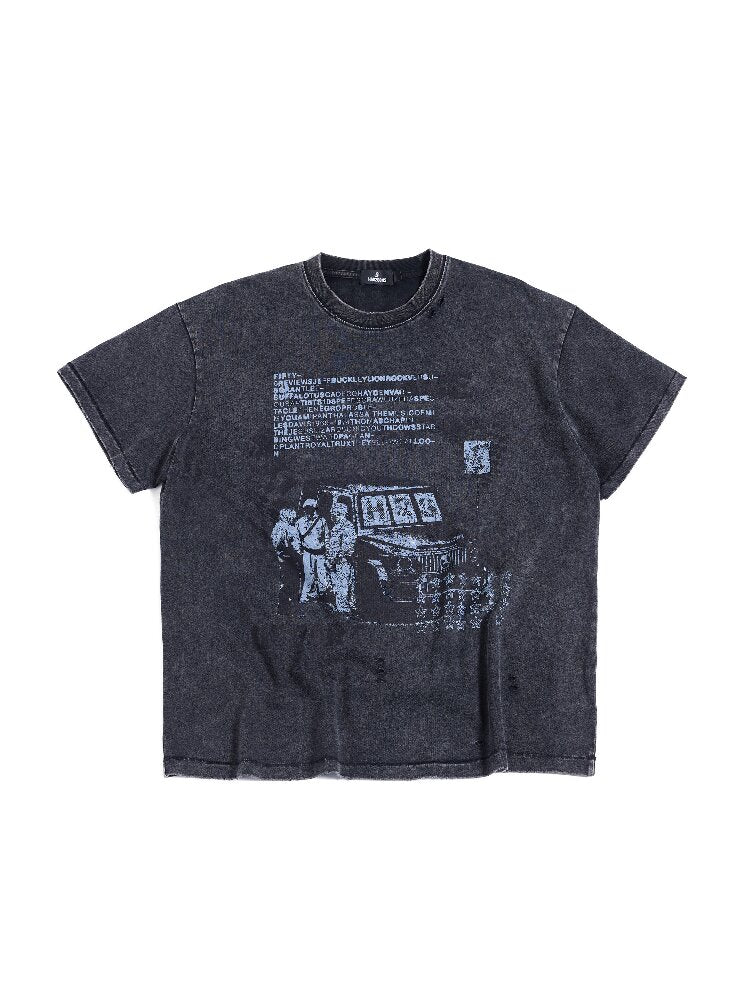 Washed Damaged Crew Short Sleeve Tee【s0000016957】