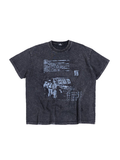 Washed Damaged Crew Short Sleeve Tee【s0000016957】