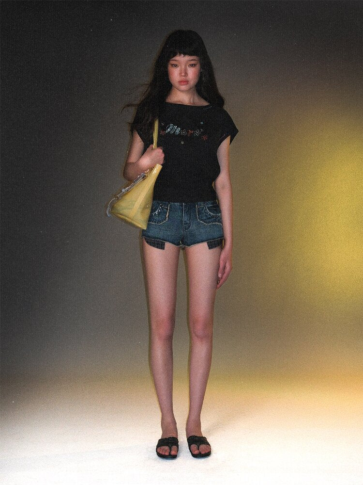 Colorful Floral Rhinestone T Shirt【s0000017428】