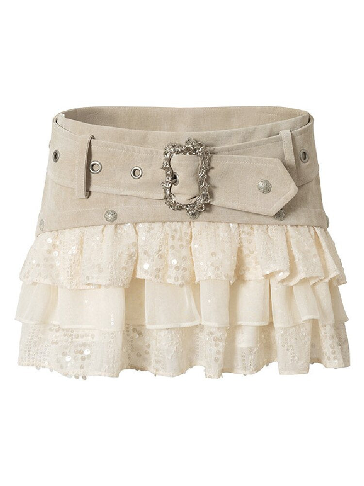 Brushed Sequin Leopard Cake Skirt【s0000017981】