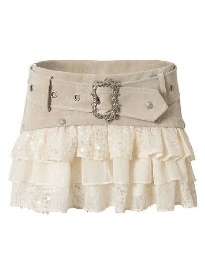 Brushed Sequin Leopard Cake Skirt【s0000017981】