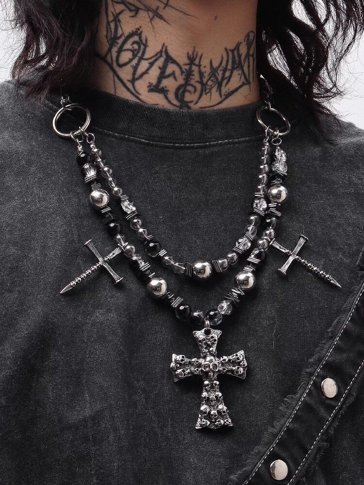 Skull Ruins Y2K Punk Heavy Necklace【s0000018970】