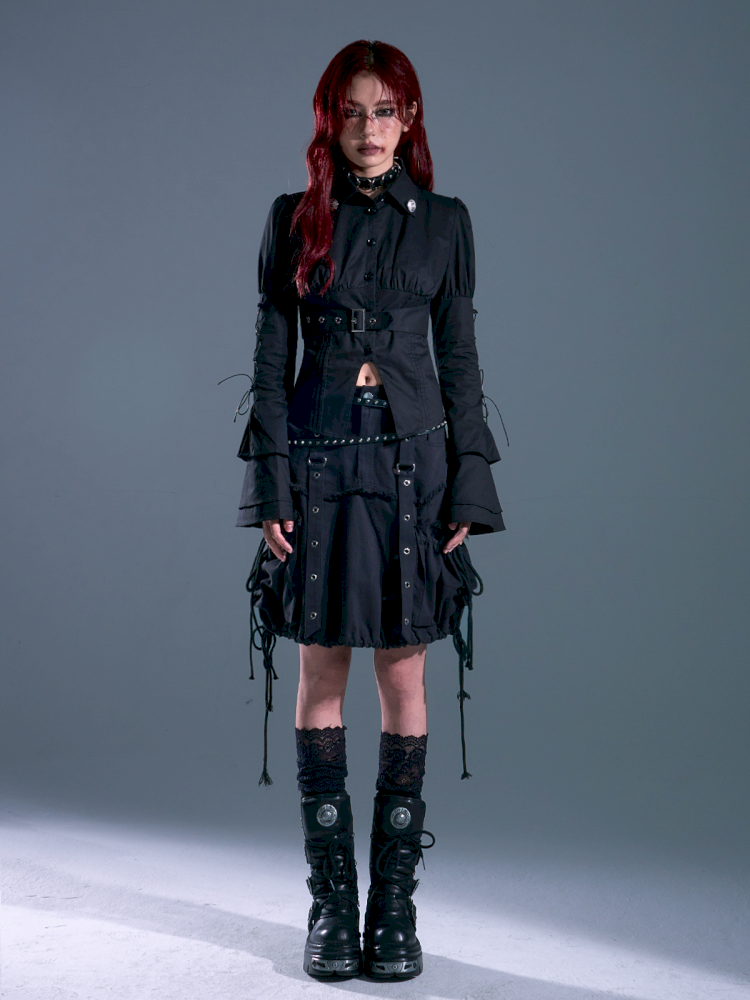 3D Pocket Frayed Hem Puffy Skirt【s0000013918】