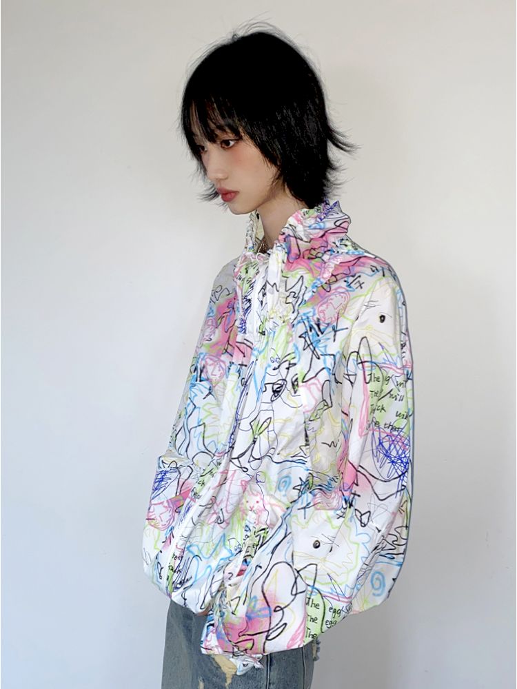 Graffiti Pod Collar Sunbrella Jacket【s0000012418】