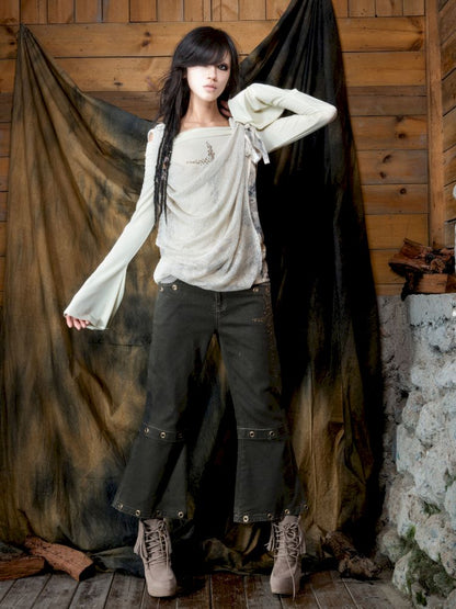 Slim-Fit Off-Shoulder Long-Sleeve T-Shirt【s0000013895】