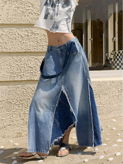 Irregular splicing denim back dress【s0000012431】