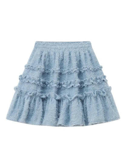 Velvet-Feel Lace-Trimmed Cake Skirt【s0000014144】
