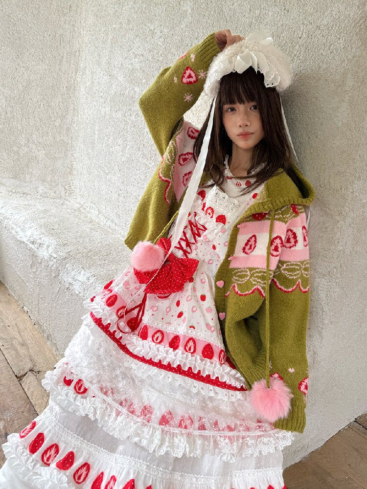 Strawberry Matcha Fair Isle Cardigan【s0000018535】