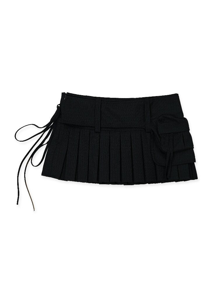 Dark Check Waist Bag Pleated Skirt【s0000016431】