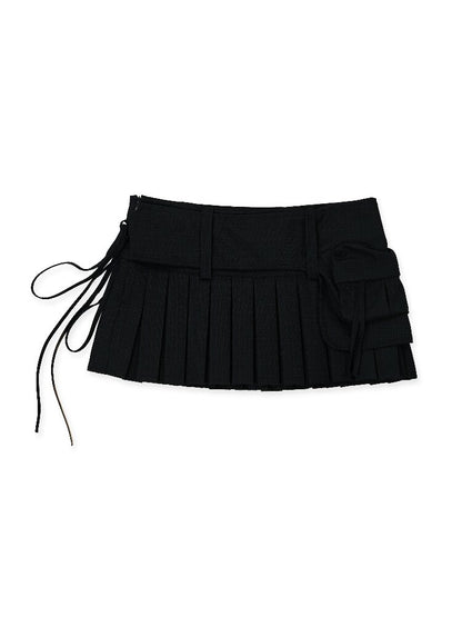 Dark Check Waist Bag Pleated Skirt【s0000016431】