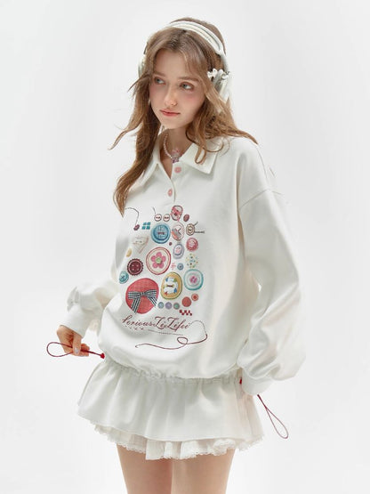 Polo Neck Waisted Sweatshirt Dress【s0000011516】