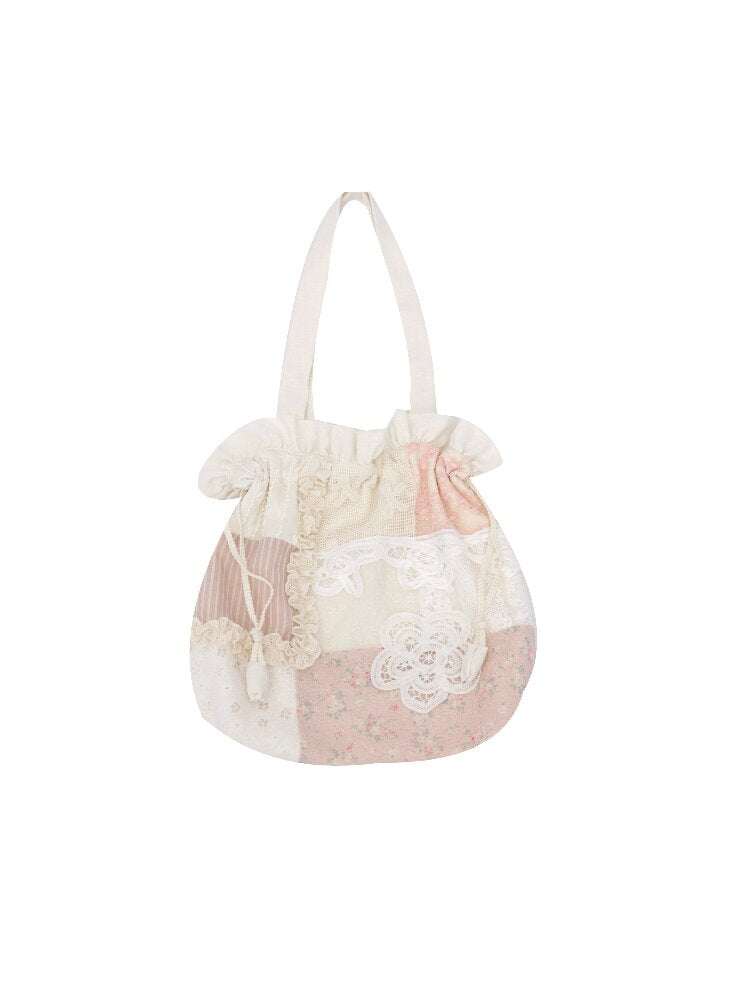 Patchwork Appliqué Drawstring Bag【s0000016505】