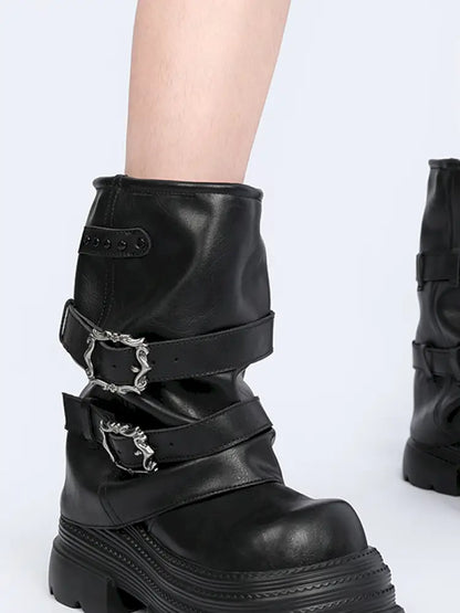Thick Sole Mid-Calf Western Boots【s0000014186】