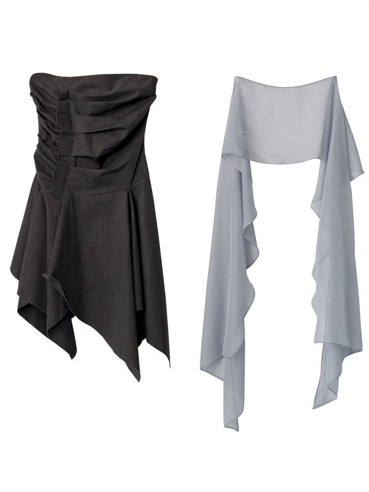 Pleated Irregular Hem Sheath Tank Top【s0000013220】