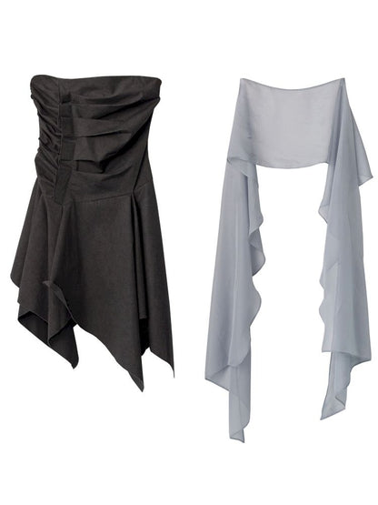 Pleated Irregular Hem Sheath Tank Top【s0000013220】