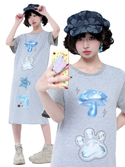 Kasura L Kotton Grey Short Seegee 티셔츠 D Res [S0000006579]