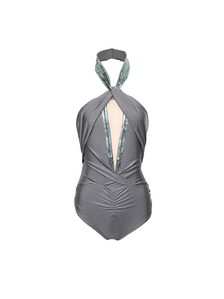 Sequin Embroidered One Piece Swim【s0000017657】