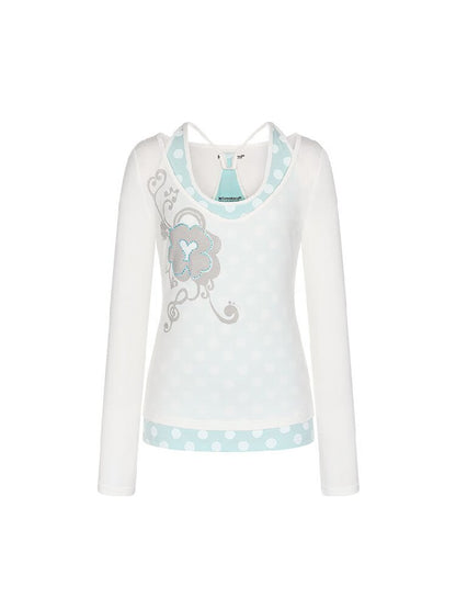 Mint Polka Dot Vest Two Piece Top【s0000016401】