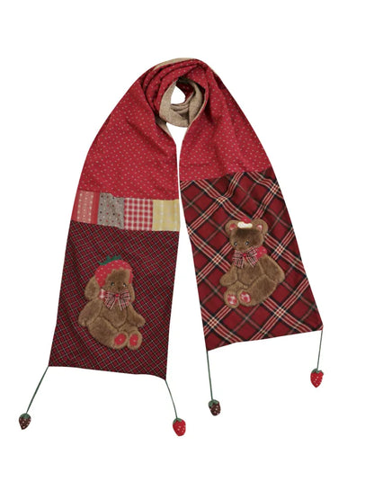 Strawberry-themed crochet scarf【s0000014175】