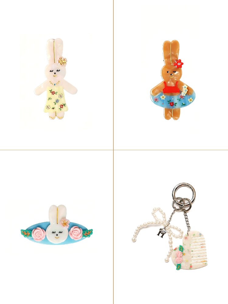 Summer Flower Bunny Hair Clip Comb【s0000017938】