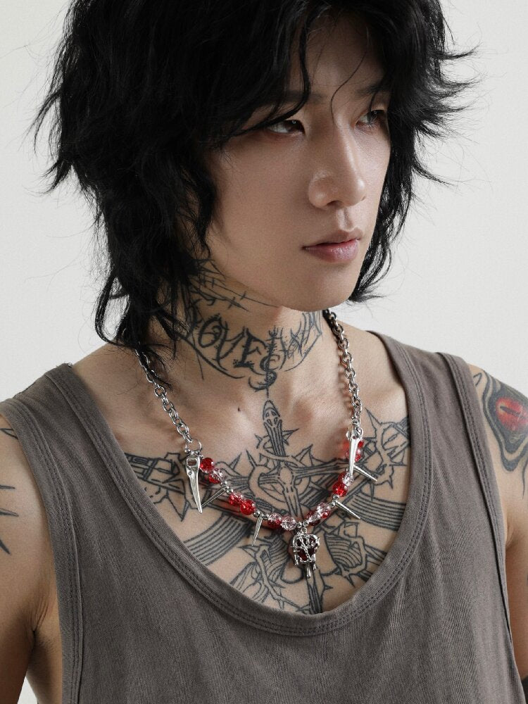 Handmade Y2K Punk Beaded Necklace【s0000018966】