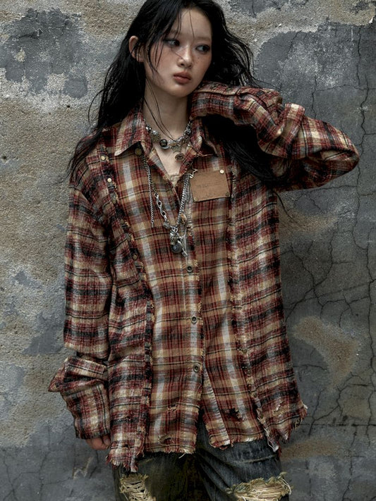 OLD Washed Color Collision Plaid Shirt [S0000009754]