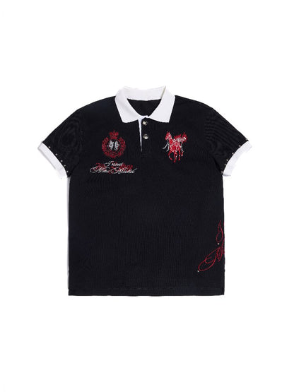 Blazing Soul Embroidered Polo Shirt【s0000016974】