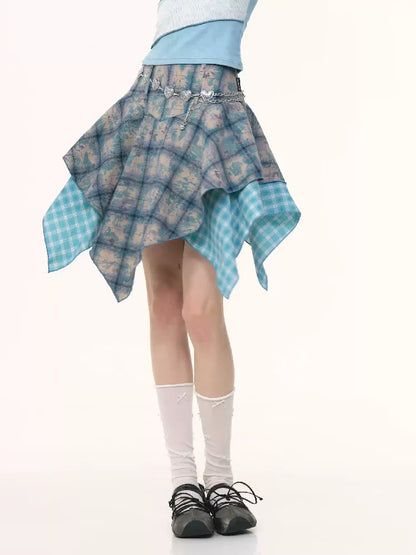 Blue Plaid Half-body Skirt【s0000012249】