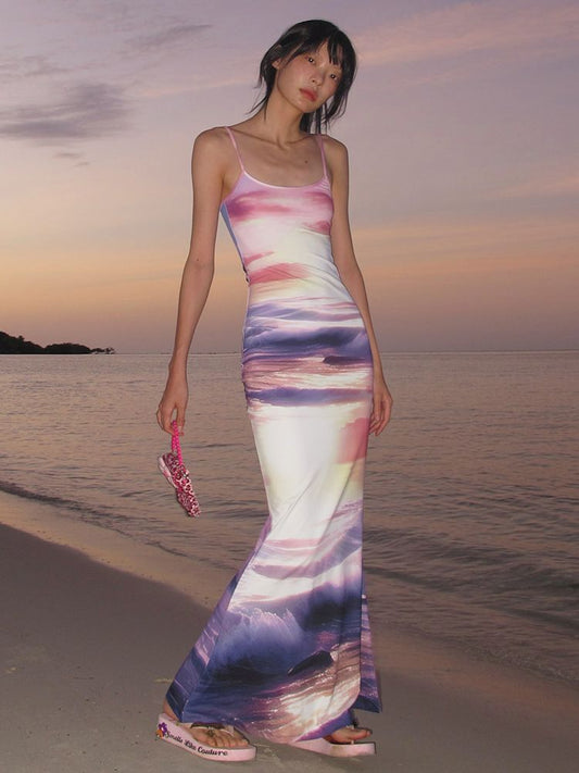 Sunset Beach Fishtail Halter Dress【s0000009610】