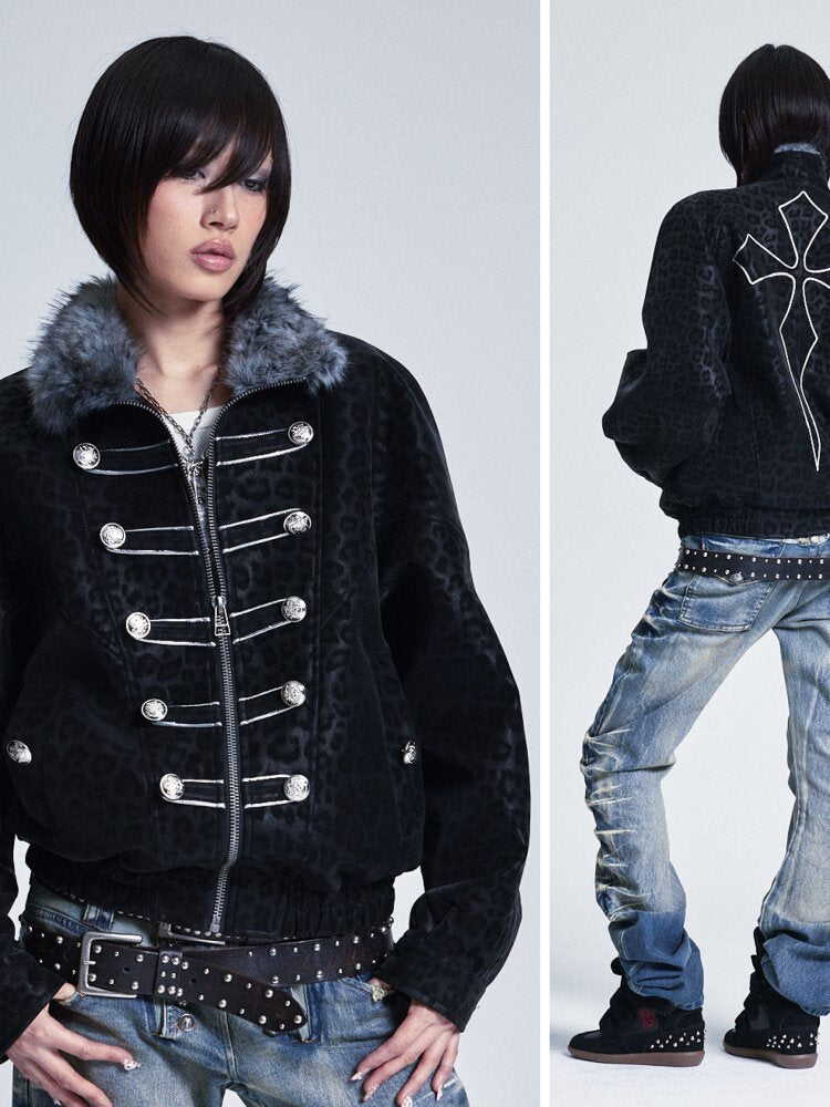 Soft PU Leopard Print Zip Jacket【s0000015556】