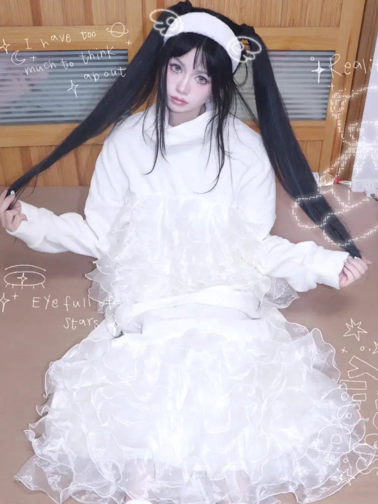 Granulated Sweatshirt with Lace Trim【s0000014345】