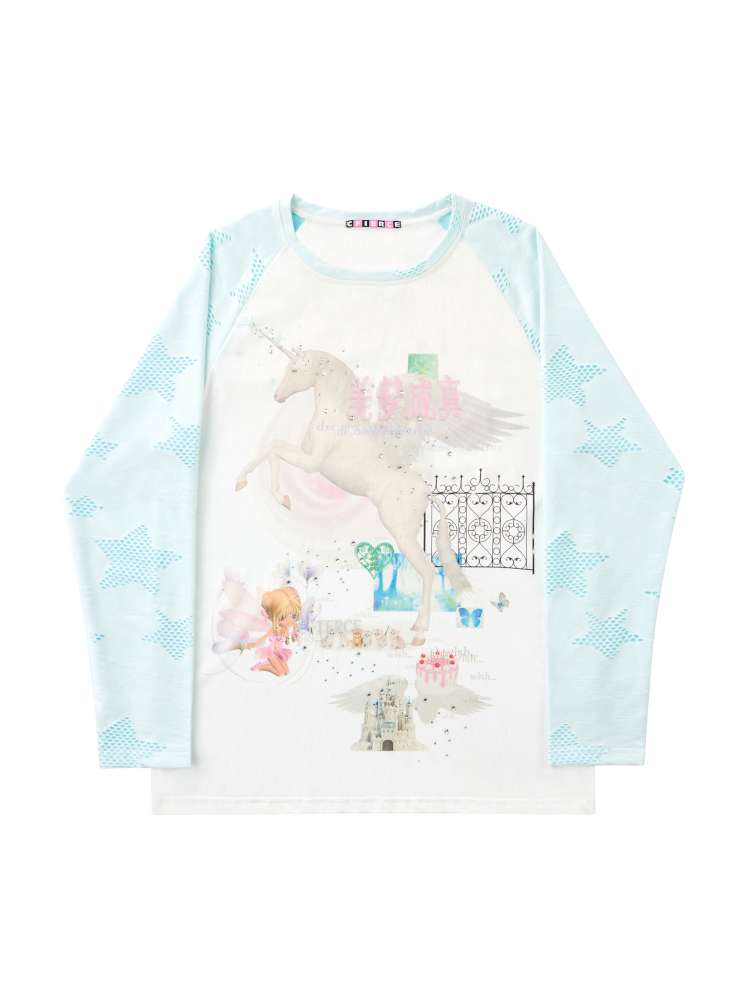 Horse Unicorn Raglan Sleeved Top【s0000015386】