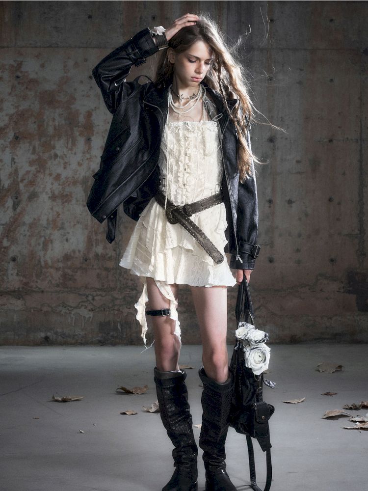 Patchwork Lattice Waisted Dress【s0000013889】