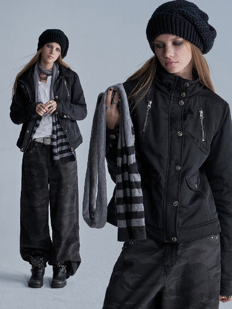 Metallic Black Quilted Jacket【s0000019089】