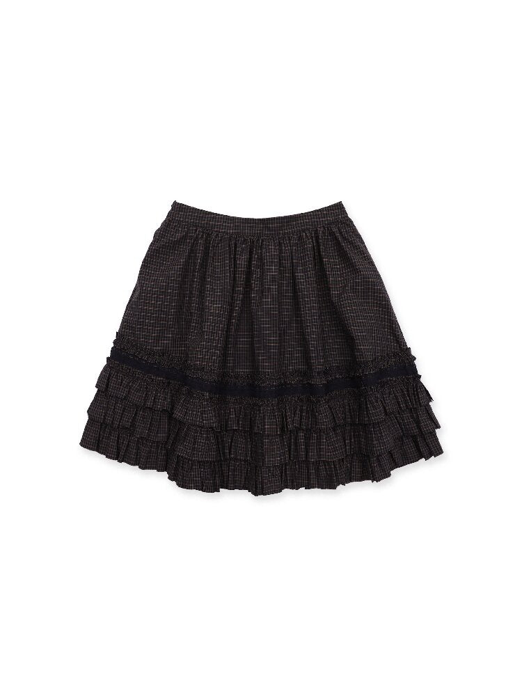 Plaid Lace Cake Heavy Duty Midi Skirt【s0000017432】