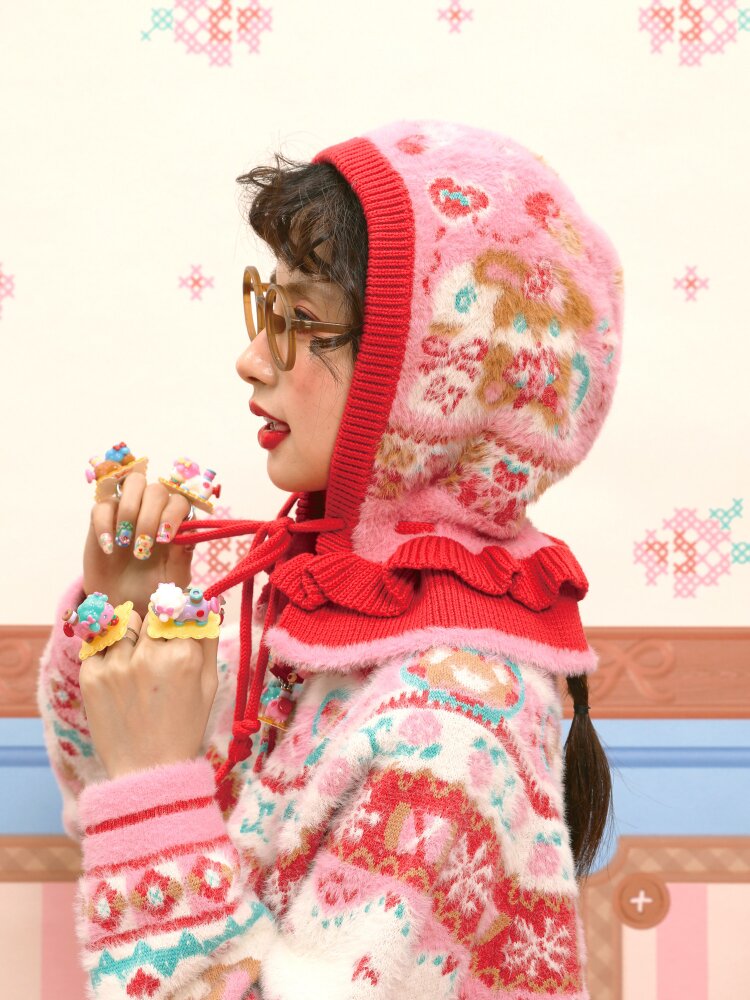 Pink Rabbit Mink Fur Lace Hat【s0000015578】