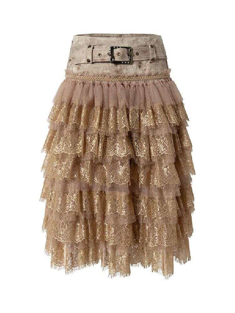 Lace Patchwork Tulle Cake Skirt【s0000019163】