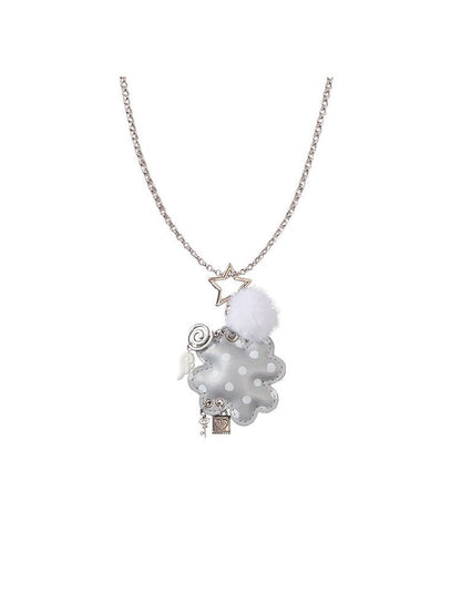 Leather Silver Clover Bag Necklace【s0000016374】