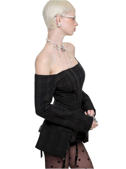 One Shoulder Hook Button Blazer【s0000011600】