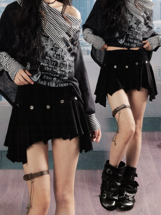 Pleated Irregular A-Line Skirt【s0000016271】